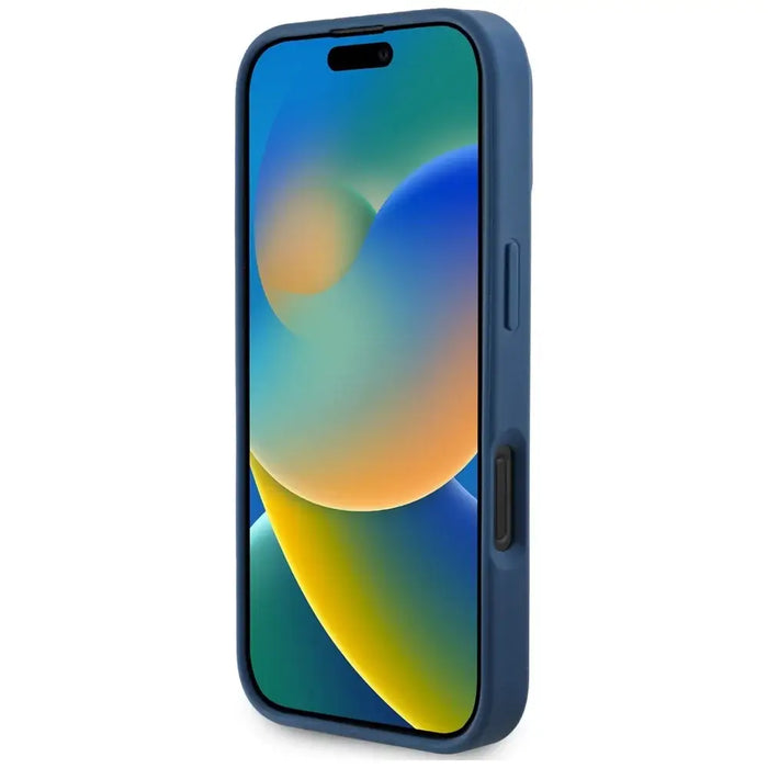 Guess Grained Printed Flower Pattern MagSafe case for iPhone 16 Pro Max blue - Cell phone cases and covers<<<HurtelXML