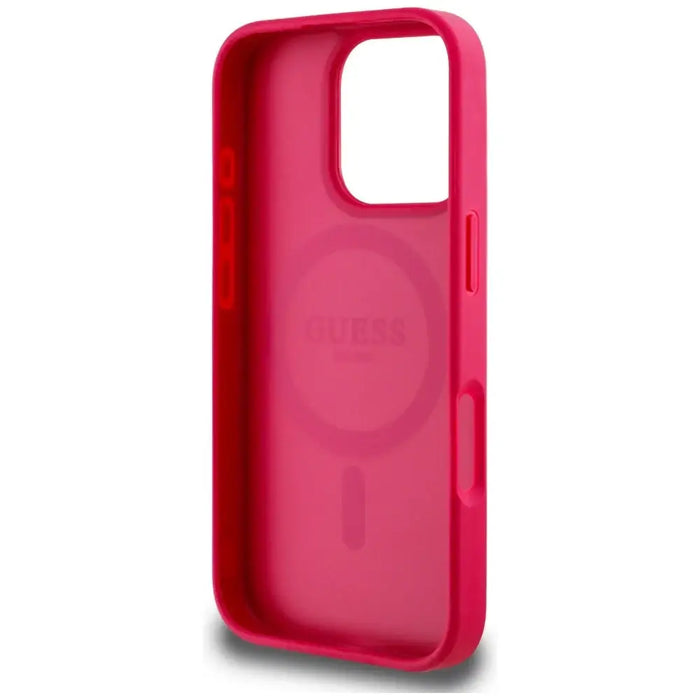 Guess Grained Printed Flower Pattern MagSafe case for iPhone 16 Pro Max fuchsia - Cell phone cases