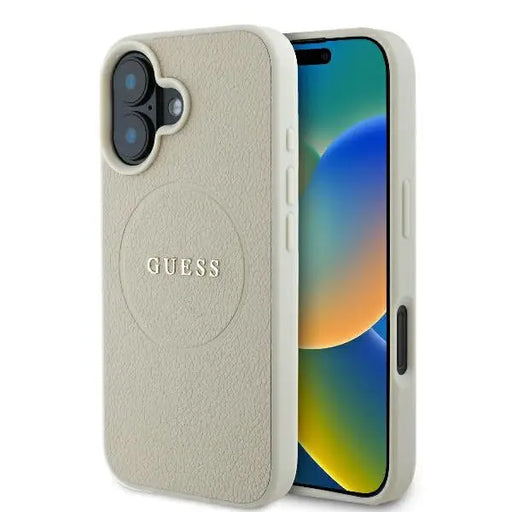 Guess Grained Ring MagSafe case for iPhone 16 - beige - Cell phone cases and covers<<<HurtelXML