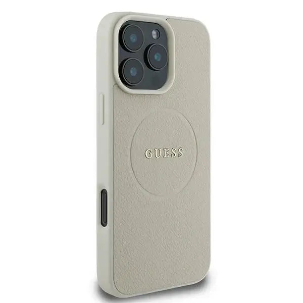 Guess Grained Ring MagSafe case for iPhone 16 Pro - beige - Cell phone cases and covers<<<HurtelXML
