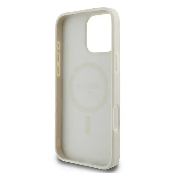 Guess Grained Ring MagSafe case for iPhone 16 Pro - beige - Cell phone cases and covers<<<HurtelXML
