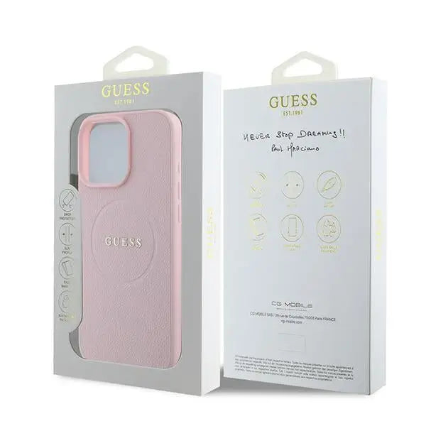 Guess Grained Ring MagSafe iPhone 16 Pro Case - Pink - Cell phone cases and covers<<<HurtelXML