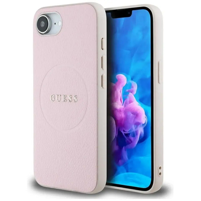Guess Grained Ring MagSafe iPhone 16e Case - Pink - Cell phone cases and covers<<<HurtelXML