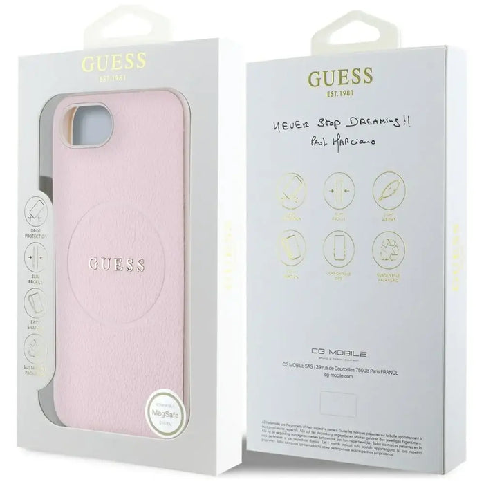 Guess Grained Ring MagSafe iPhone 16e Case - Pink - Cell phone cases and covers<<<HurtelXML