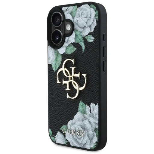 Guess Grained Roses Big 4G logo case for iPhone 16 - black - Cell phone cases and covers<<<HurtelXML