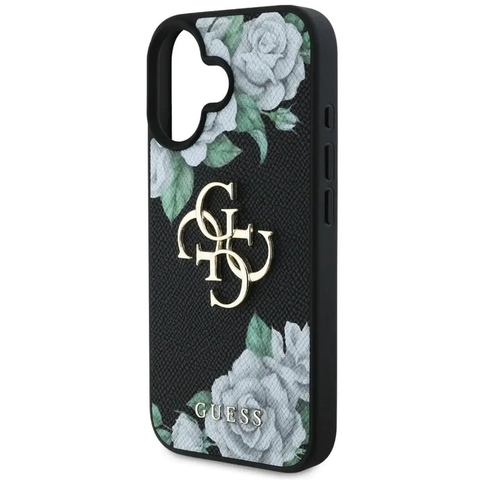 Guess Grained Roses Big 4G logo case for iPhone 16 - black - Cell phone cases and covers<<<HurtelXML