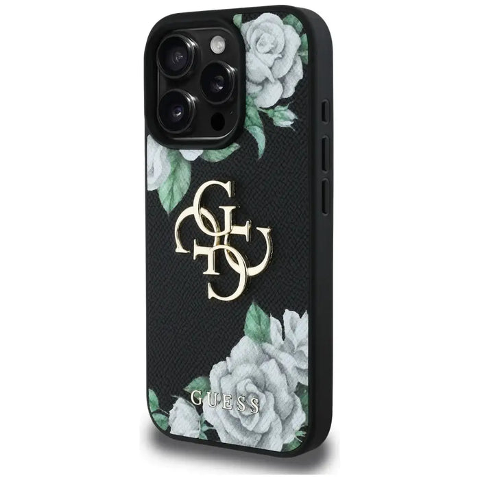 Guess Grained Roses Big 4G logo case for iPhone 16 Pro Max - black - Cell phone cases and covers<<<HurtelXML