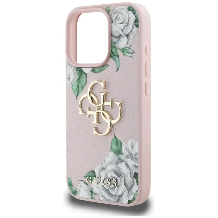 Guess Grained Roses Big 4G logo iPhone 16 Pro case - pink - Cell phone cases and covers<<<HurtelXML