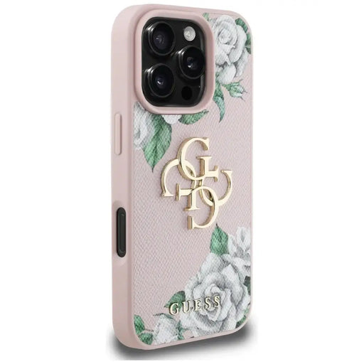 Guess Grained Roses Big 4G logo iPhone 16 Pro Max case - pink - Cell phone cases and covers<<<HurtelXML
