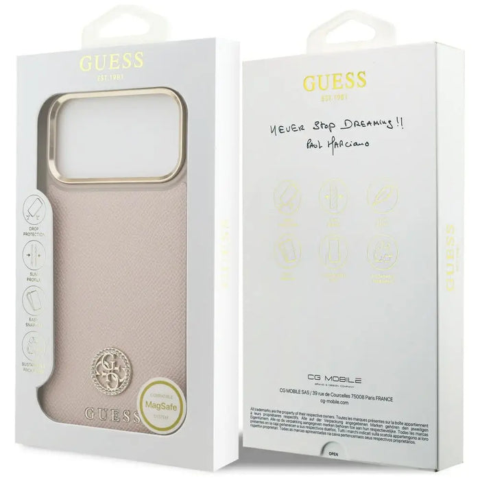 Guess Grained Strass Logo MagSafe case for iPhone 17 Pro Max - pink - Cell phone cases and covers<<<HurtelXML
