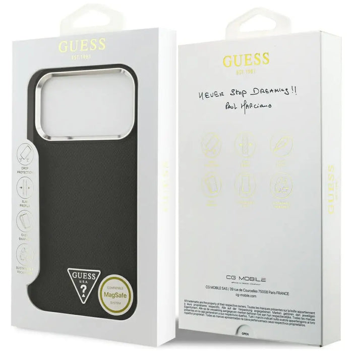Guess Grained Triangle Logo MagSafe case for iPhone 17 Pro Max - black - Cell phone cases and covers<<<HurtelXML