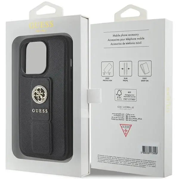 Guess Grip Stand 4G Triangle Strass case for iPhone 15 Pro - black - Cell phone cases and covers<<<HurtelXML