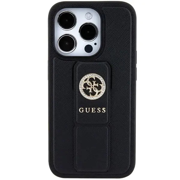Guess Grip Stand 4G Triangle Strass case for iPhone 15 Pro - black - Cell phone cases and covers<<<HurtelXML