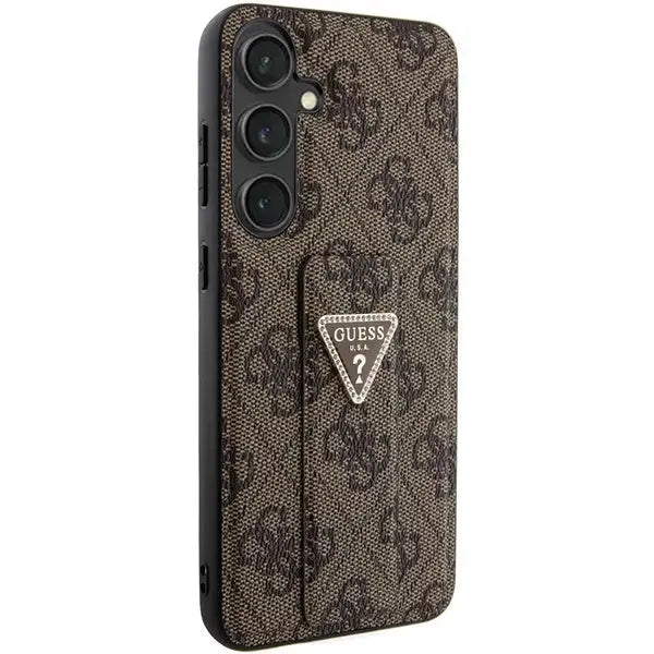 Guess Grip Stand 4G Triangle Strass case for Samsung Galaxy S24+ - brown - Cell phone cases and covers<<<HurtelXML