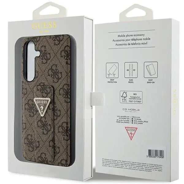 Guess Grip Stand 4G Triangle Strass case for Samsung Galaxy S24+ - brown - Cell phone cases and covers<<<HurtelXML