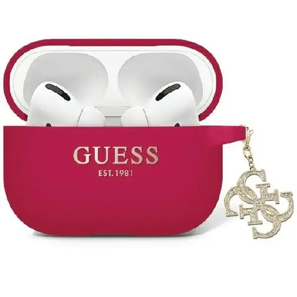 Guess GUAP2LECG4M case for AirPods Pro 2 cover purple/magenta Liquid Silicone Glitter Triangle Charm - Cell phone cases