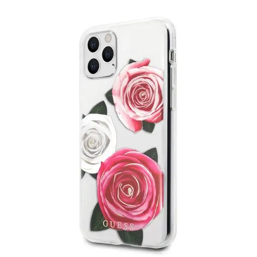 Guess GUHCN58ROSTRT iPhone 11 Pro transparent hardcase Flower Desire Pink & White Rose - Cell phone cases