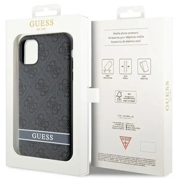 Guess GUHCN61P4SNK iPhone 11 / Xr grey/grey hardcase 4G Stripe - Cell phone cases and covers<<<HurtelXML