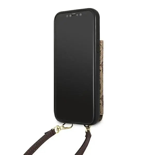 Guess GUHCP12MCB4GB iPhone 12/12 Pro 6.1 ’brown / brown hardcase 4G Crossbody Cardslot - Cell phone cases