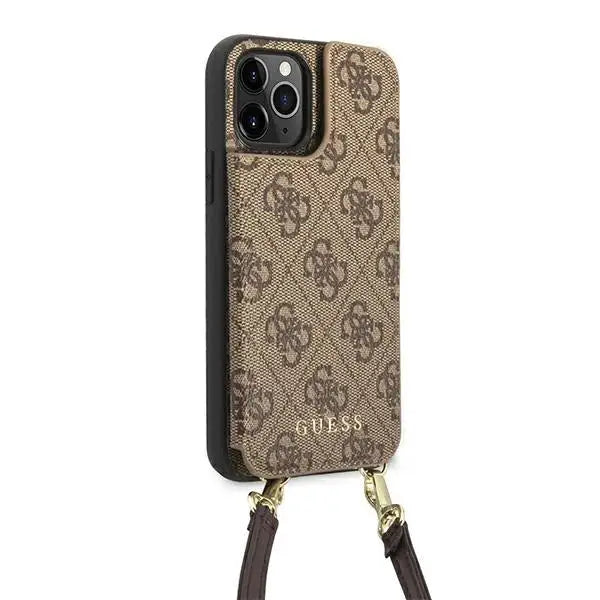 Guess GUHCP12MCB4GB iPhone 12/12 Pro 6.1 ’brown / brown hardcase 4G Crossbody Cardslot - Cell phone cases