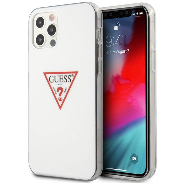 Guess GUHCP12MPCUCTLWH iPhone 12/12 Pro 6.1’’ white/white hardcase Triangle Collection - Cell phone cases
