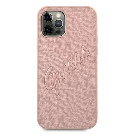 Guess GUHCP12MRSAVSRG iPhone 12/12 Pro 6.1’’ pink/pink hardcase Saffiano Vintage Script - Cell phone cases