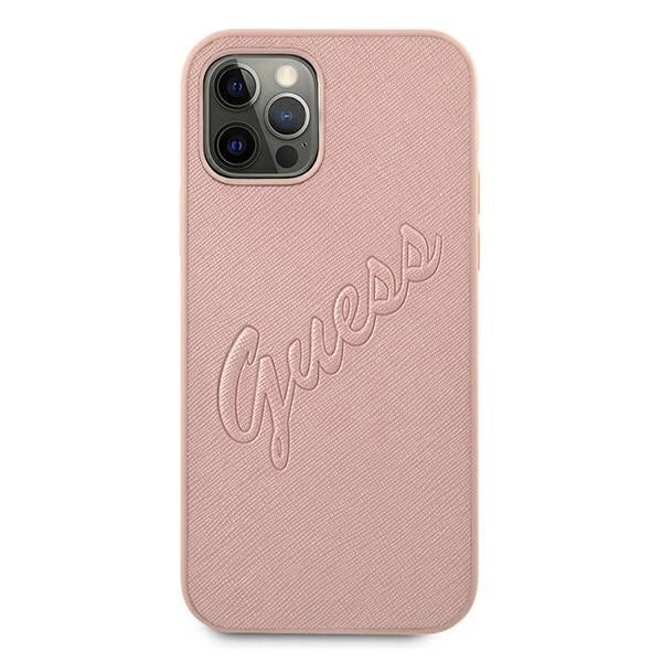 Guess GUHCP12MRSAVSRG iPhone 12/12 Pro 6.1’’ pink/pink hardcase Saffiano Vintage Script - Cell phone cases