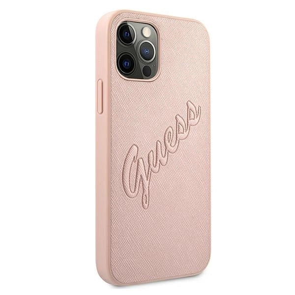Guess GUHCP12MRSAVSRG iPhone 12/12 Pro 6.1’’ pink/pink hardcase Saffiano Vintage Script - Cell phone cases