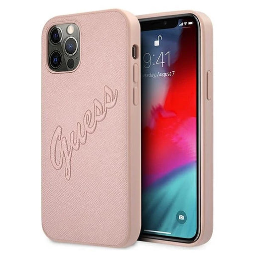 Guess GUHCP12MRSAVSRG iPhone 12/12 Pro 6.1’’ pink/pink hardcase Saffiano Vintage Script - Cell phone cases