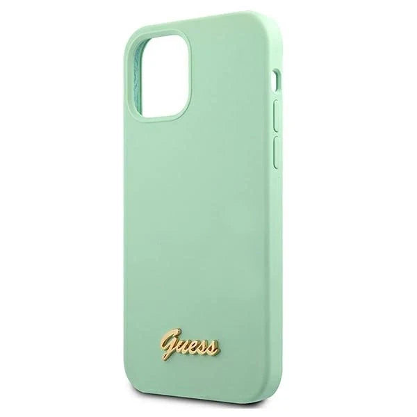 Guess GUHCP12SLSLMGGN iPhone 12 mini 5.4’’ green/green hardcase Metal Logo Script - Cell phone cases