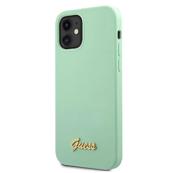 Guess GUHCP12SLSLMGGN iPhone 12 mini 5.4’’ green/green hardcase Metal Logo Script - Cell phone cases