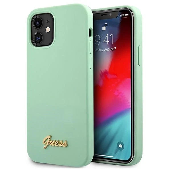 Guess GUHCP12SLSLMGGN iPhone 12 mini 5.4’’ green/green hardcase Metal Logo Script - Cell phone cases