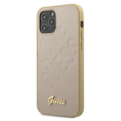 Guess GUHCP12SPUILGLG iPhone 12 mini 5.4’’ gold/gold hardcase Iridescent Love Script Gold Logo - Cell phone cases