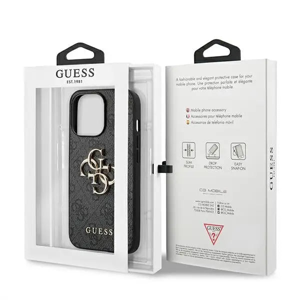 Guess GUHCP13L4GMGGR iPhone 13 Pro / 13 6.1’’ grey/grey hardcase 4G Big Metal Logo - Cell phone cases