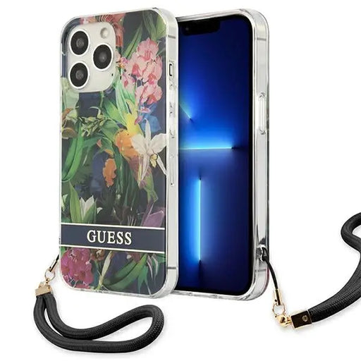 Guess GUHCP13LHFLSB iPhone 13 Pro / 13 6.1’’ blue/blue hardcase Flower Strap - Cell phone cases and covers<<<HurtelXML