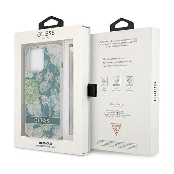 Guess GUHCP13LHFLSN iPhone 13 Pro / 13 6.1’’ green/green hardcase Flower Strap - Cell phone cases and covers<<<HurtelXML