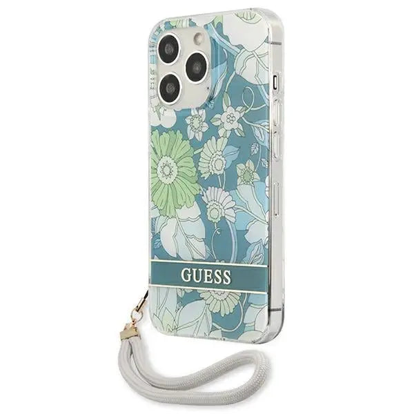 Guess GUHCP13LHFLSN iPhone 13 Pro / 13 6.1’’ green/green hardcase Flower Strap - Cell phone cases and covers<<<HurtelXML