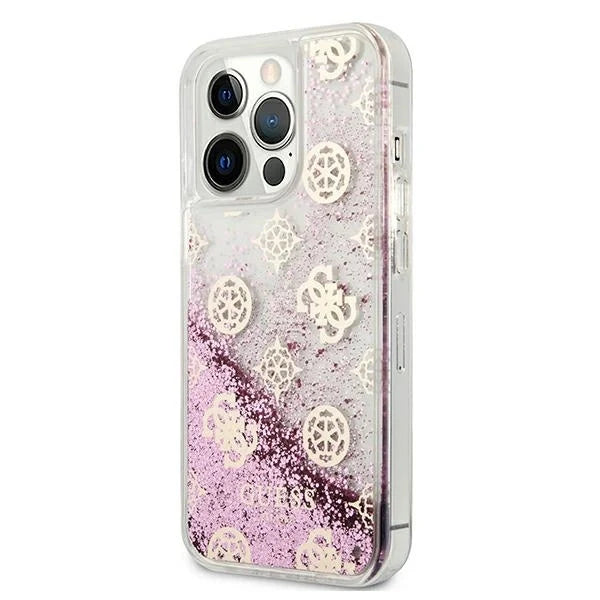 Guess GUHCP13LLGPEPI iPhone 13 Pro / 13 6,1’’ różowy/pink hardcase Peony Liquid Glitter - Cell phone cases