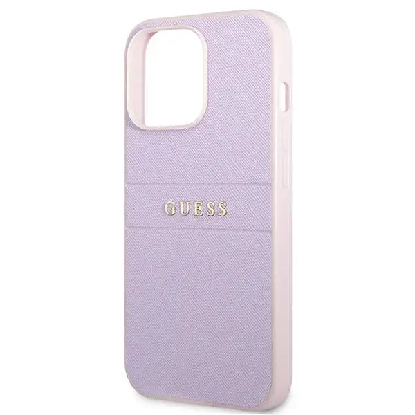 Guess GUHCP13LPSASBPU iPhone 13 Pro / 13 6.1’’ purple/purple Saffiano Hot Stamp & Metal Logo - Cell phone cases