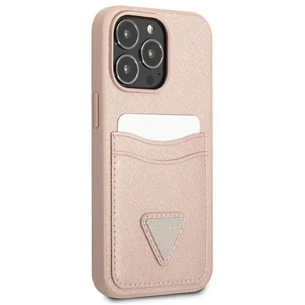 Guess GUHCP13LPSATPP iPhone 13 Pro / 13 6.1 ’pink / pink hardcase SaffianoTriangle Logo Cardslot - Cell phone cases