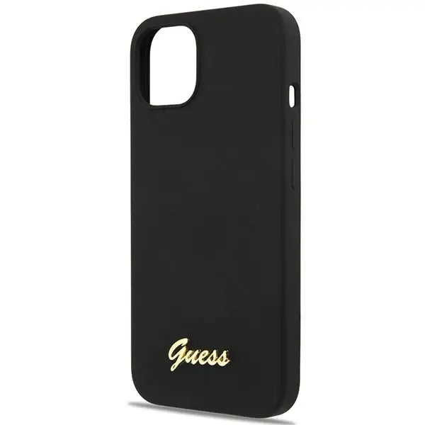 Guess GUHCP13MLSLMGBK iPhone 13 6.1’’ black/black hardcase Silicone Script Gold Logo - Cell phone cases
