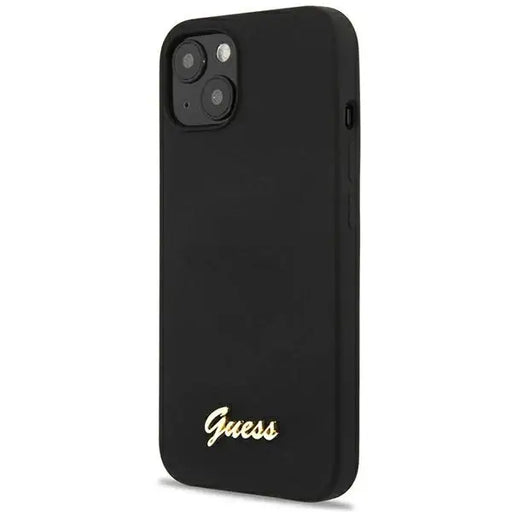 Guess GUHCP13MLSLMGBK iPhone 13 6.1’’ black/black hardcase Silicone Script Gold Logo - Cell phone cases