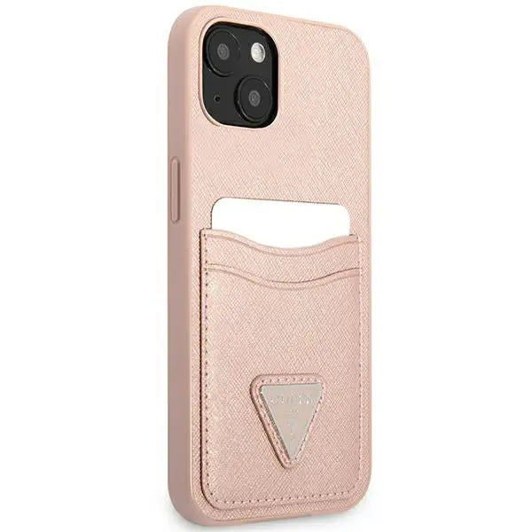 Guess GUHCP13MPSATPP iPhone 13 6.1 ’pink / pink hardcase SaffianoTriangle Logo Cardslot - Cell phone cases