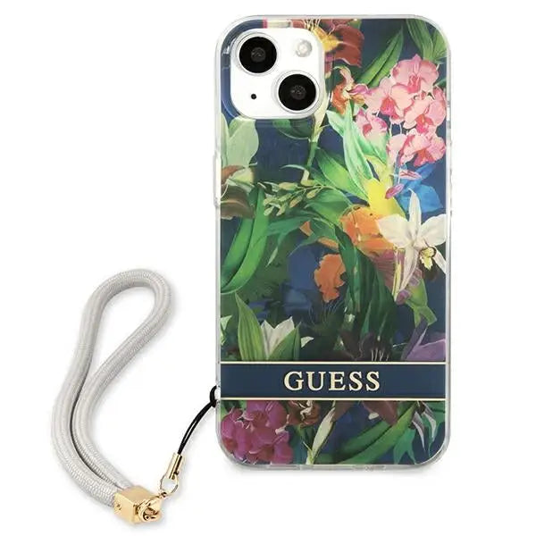 Guess GUHCP13SHFLSB iPhone 13 mini 5.4’’ blue/blue hardcase Flower Strap - Cell phone cases and covers<<<HurtelXML