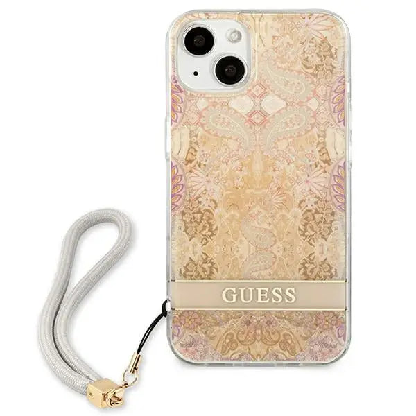Guess GUHCP13SHFLSD iPhone 13 mini 5.4’’ gold/gold hardcase Flower Strap - Cell phone cases and covers<<<HurtelXML
