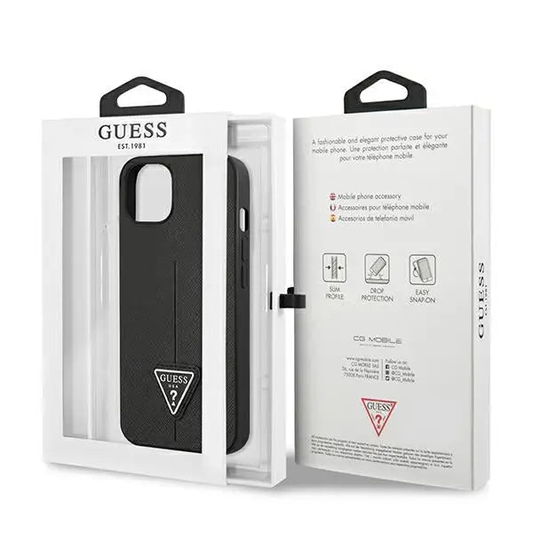 Guess GUHCP13SPSATLK iPhone 13 mini 5,4 ’black / black hardcase SaffianoTriangle Logo - Cell phone cases