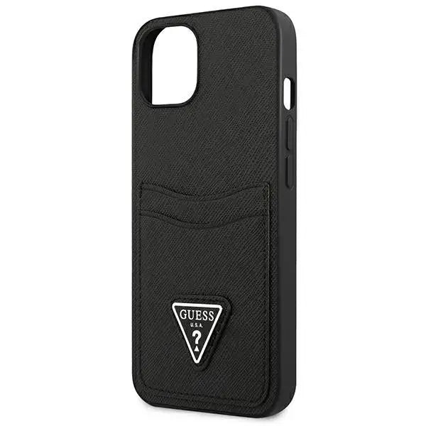 Guess GUHCP13SPSATPK iPhone 13 mini 5,4 ’black / black hardcase SaffianoTriangle Logo Cardslot - Cell phone cases