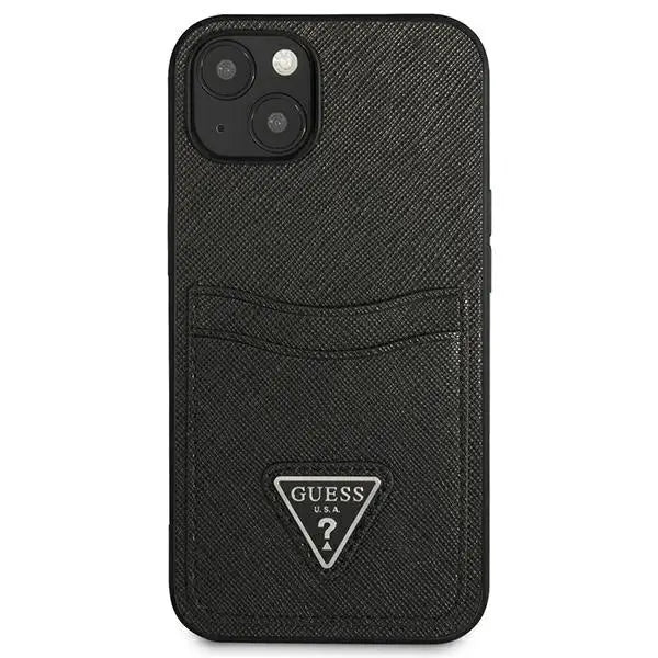 Guess GUHCP13SPSATPK iPhone 13 mini 5,4 ’black / black hardcase SaffianoTriangle Logo Cardslot - Cell phone cases