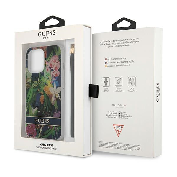 Guess GUHCP13XHFLSB iPhone 13 Pro Max 6.7’’ blue/blue hardcase Flower Strap - Cell phone cases and covers<<<HurtelXML