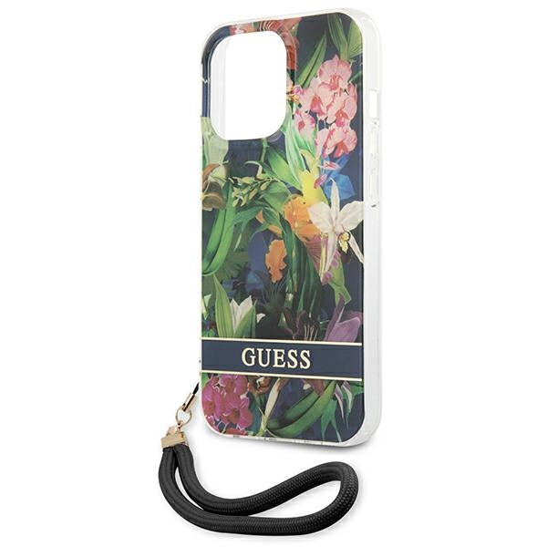 Guess GUHCP13XHFLSB iPhone 13 Pro Max 6.7’’ blue/blue hardcase Flower Strap - Cell phone cases and covers<<<HurtelXML